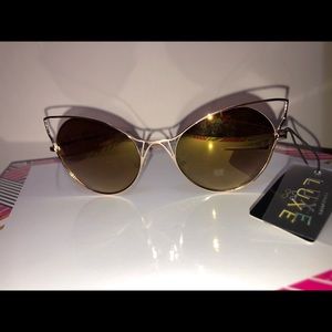 Gold Mirrored Cat  Eye Sunglasses
